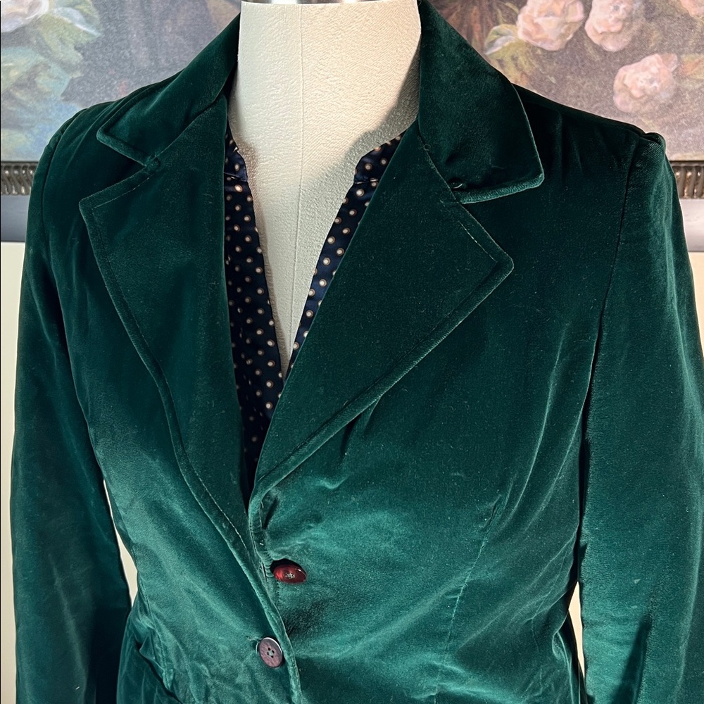 Vintage Koret of California green velvet collared button up blazer jacket 12 - Picture 2 of 8